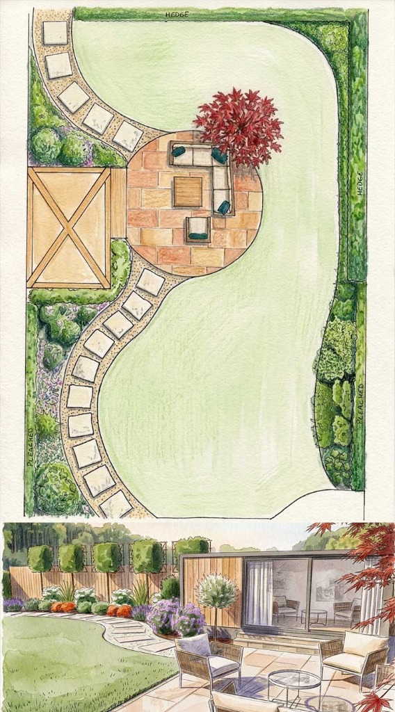 New patio, borders and planting from a design and build project in Kingston, KT2